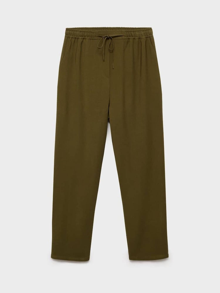 Mango Khaki Elasticated Waist Trousers - Image 5 of 6