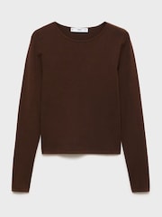 Mango Chocolate Brown Fine Knit Fitted Top - Image 5 of 6