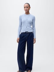 Mango Blue Ribbed Cardigan - Image 3 of 7