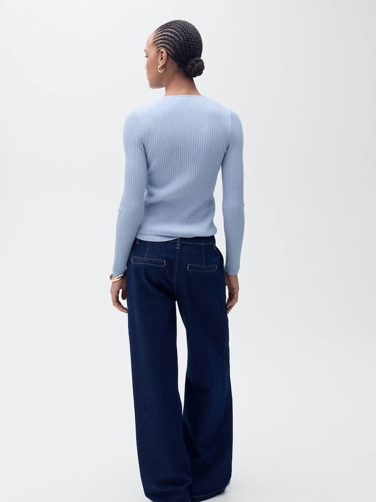 Mango Blue Ribbed Cardigan - Image 4 of 7