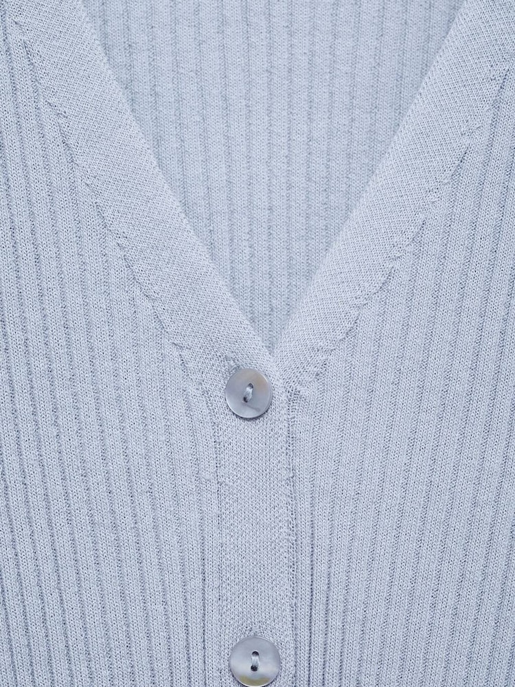Mango Blue Ribbed Cardigan - Image 7 of 7