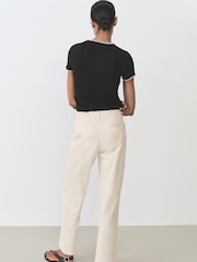 Mango Black Stripe Contrast Trim T-Shirt - Image 3 of 7