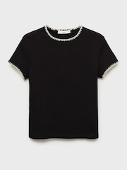 Mango Black Stripe Contrast Trim T-Shirt - Image 6 of 7
