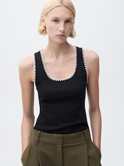 Mango Black Contrasting Trim Vest Top - Image 1 of 6