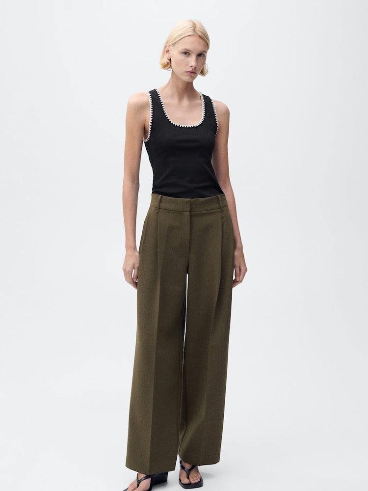 Mango Black Contrasting Trim Vest Top - Image 2 of 6