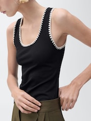 Mango Black Contrasting Trim Vest Top - Image 4 of 6