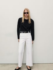 Mango White Catherin Culotte High Waist Jeans - Image 2 of 6