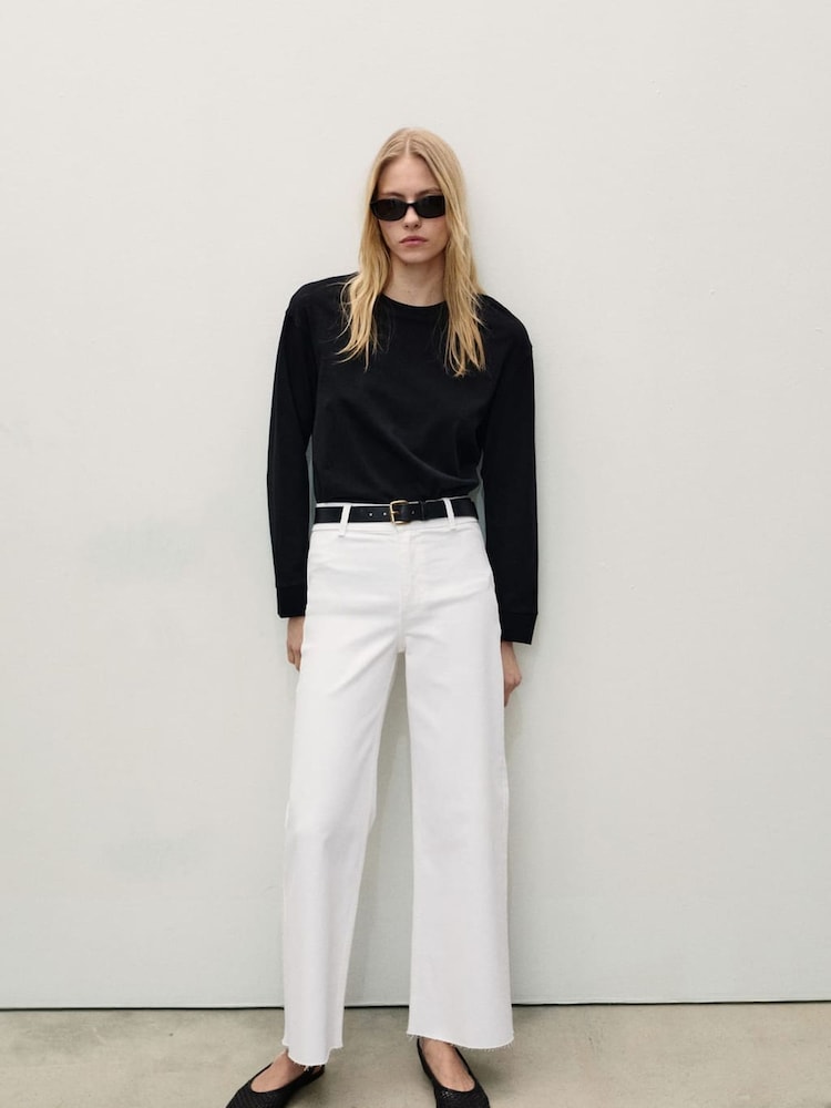 Mango White Catherin Culotte High Waist Jeans - Image 2 of 6