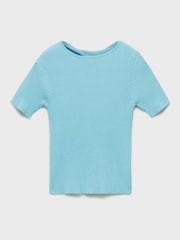 Mango Blue Short Sleeve Open Back Jumper - Image 6 of 7