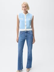 Mango Blue Jewel Button Contrast Knit Waistcoat - Image 2 of 7