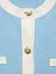 Mango Blue Jewel Button Contrast Knit Waistcoat - Image 7 of 7