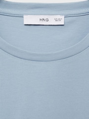 Mango Blue Crochet Sleeve Cotton T-Shirt - Image 5 of 5