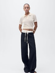 Mango Cream Short Sleeve Knitted Polo-Neck Jumper - Image 1 of 7