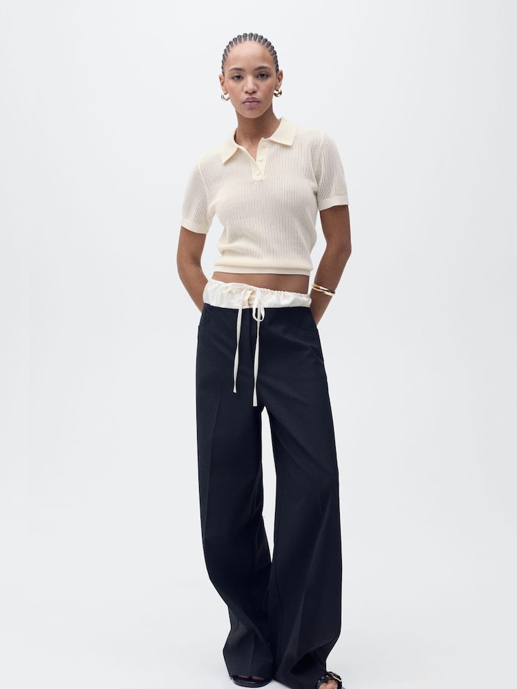 Mango Cream Short Sleeve Knitted Polo-Neck Jumper - Image 1 of 7