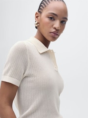 Mango Cream Short Sleeve Knitted Polo-Neck Jumper - Image 4 of 7