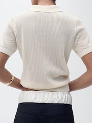 Mango Cream Short Sleeve Knitted Polo-Neck Jumper - Image 5 of 7