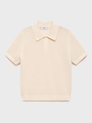 Mango Cream Short Sleeve Knitted Polo-Neck Jumper - Image 6 of 7