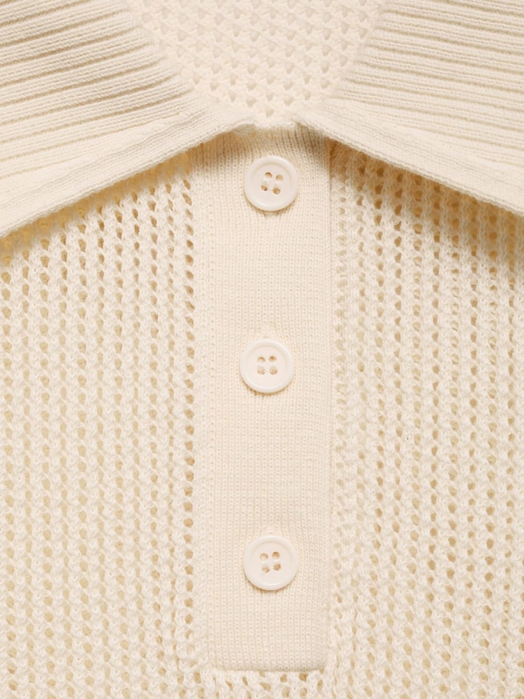 Mango Cream Short Sleeve Knitted Polo-Neck Jumper - Image 7 of 7