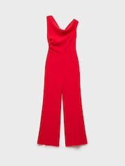 Mango Red Long Asymmetrical Draped Jumpsuit - Image 4 of 4