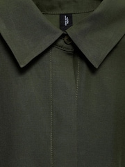 Mango Brown Front Pleat Linen Blend Shirt Dress - Image 5 of 6
