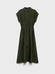Mango Brown Front Pleat Linen Blend Shirt Dress - Image 6 of 6