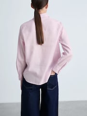 Mango Pink Straight Long Sleeve Linen Shirt - Image 2 of 6