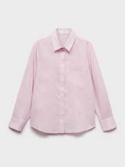 Mango Pink Straight Long Sleeve Linen Shirt - Image 5 of 6