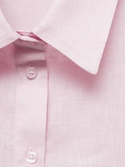 Mango Pink Straight Long Sleeve Linen Shirt - Image 6 of 6