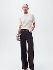 Mango Cream Short-Sleeved Openwork Knitted Jumper - Image 2 of 7