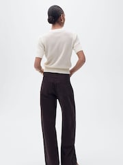Mango Cream Short-Sleeved Openwork Knitted Jumper - Image 3 of 7