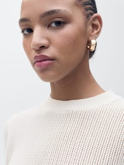 Mango Cream Short-Sleeved Openwork Knitted Jumper - Image 4 of 7