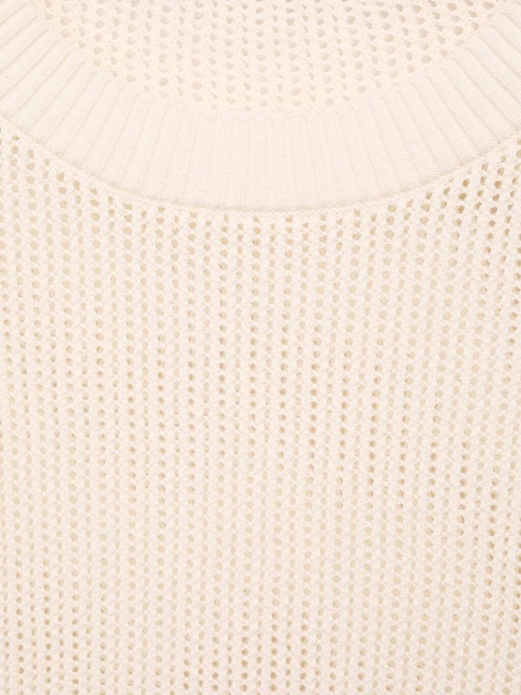 Mango Cream Short-Sleeved Openwork Knitted Jumper - Image 7 of 7