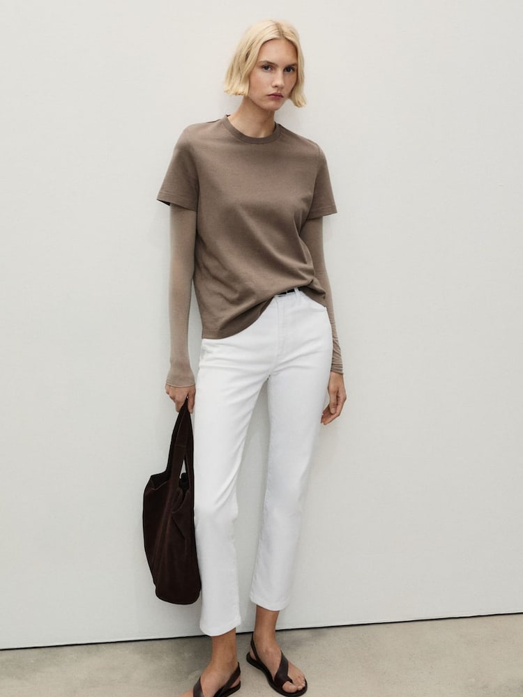 Mango White Claudia Slim-Fit Cropped Jeans - Image 1 of 6 Mango White Claudia Slim-Fit Cropped Jeans - Image 1 of 6