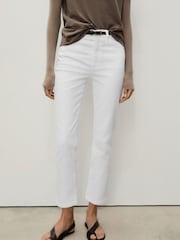 Mango White Claudia Slim-Fit Cropped Jeans - Image 3 of 6