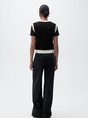 Mango Black Jewel Button Contrast Knit Waistcoat - Image 2 of 7