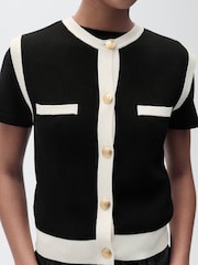 Mango Black Jewel Button Contrast Knit Waistcoat - Image 4 of 7