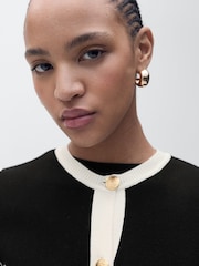 Mango Black Jewel Button Contrast Knit Waistcoat - Image 5 of 7