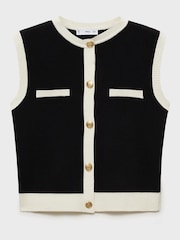 Mango Black Jewel Button Contrast Knit Waistcoat - Image 6 of 7