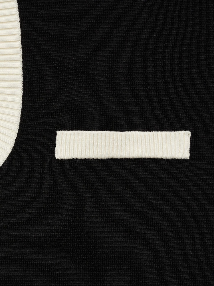 Mango Black Jewel Button Contrast Knit Waistcoat - Image 7 of 7
