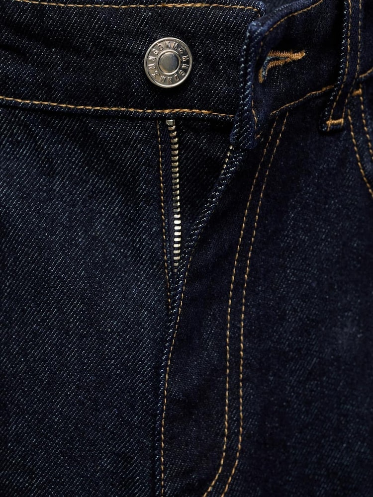 Mango Blue Seam Detail Crop Wide Leg Jeans - Image 7 of 7