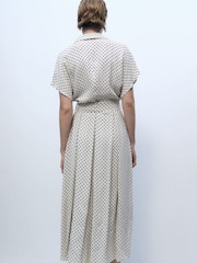 Mango Cream Polka Dot Short Sleeve Shirt Midi Dress - Image 3 of 6
