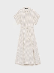 Mango Cream Polka Dot Short Sleeve Shirt Midi Dress - Image 5 of 6