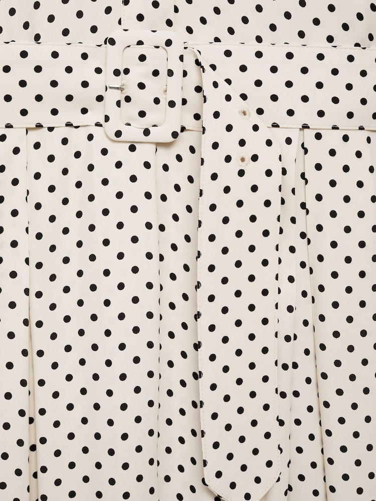 Mango Cream Polka Dot Short Sleeve Shirt Midi Dress - Image 6 of 6
