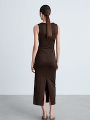Mango Chocolate Brown Slit Detail Sleeveless Maxi Dress - Image 2 of 6