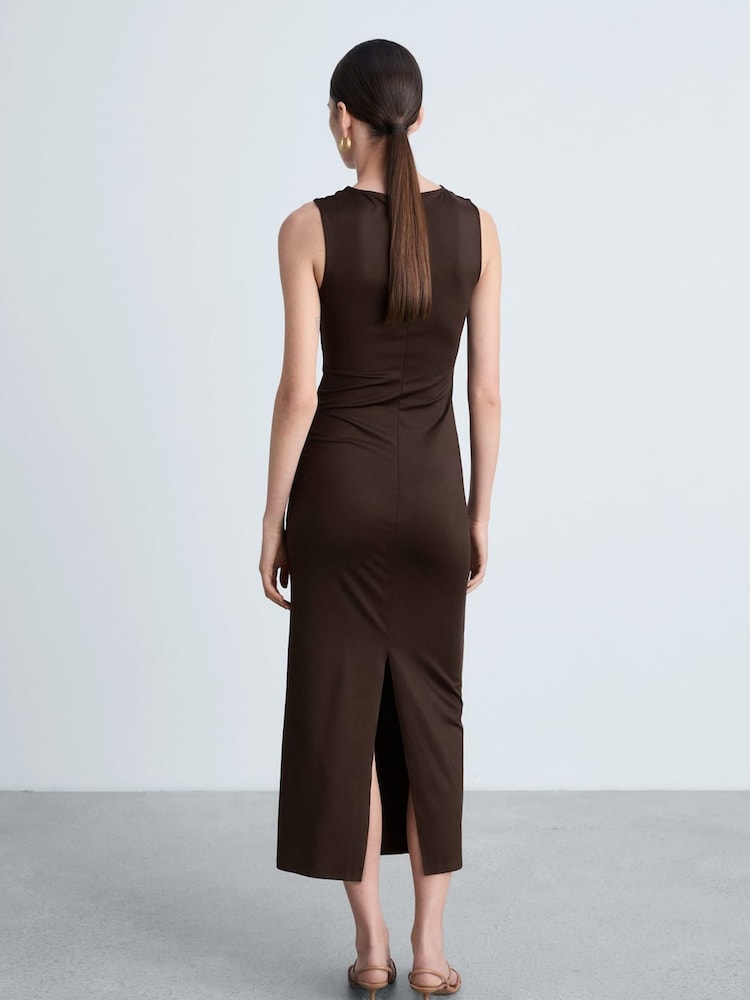 Mango Chocolate Brown Slit Detail Sleeveless Maxi Dress - Image 2 of 6