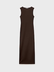 Mango Chocolate Brown Slit Detail Sleeveless Maxi Dress - Image 5 of 6