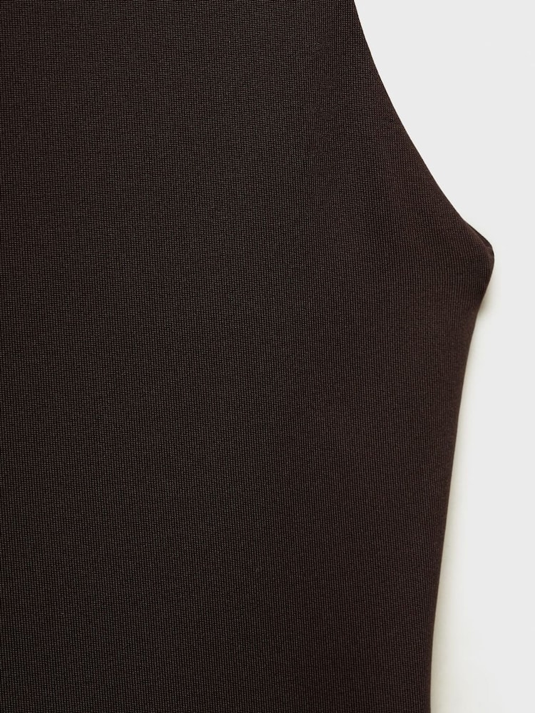 Mango Chocolate Brown Slit Detail Sleeveless Maxi Dress - Image 6 of 6