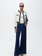 Mango Cream Knitted Cardigan With Jewel Button - Image 1 of 5