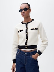 Mango Cream Knitted Cardigan With Jewel Button - Image 2 of 5