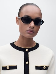Mango Cream Knitted Cardigan With Jewel Button - Image 3 of 5